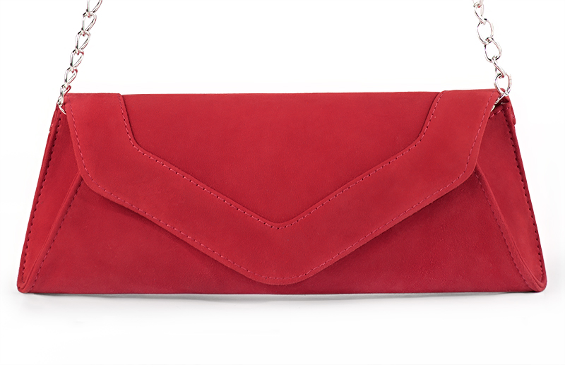 Scarlet red women's dress clutch, for weddings, ceremonies, cocktails and parties. Profile view - Florence KOOIJMAN